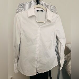 Zara White Classic Button-Down Shirt